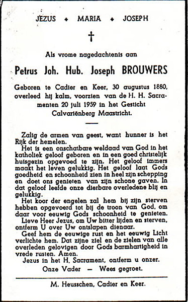 Brouwers  Petrus Johnnes Hubertus  tekst